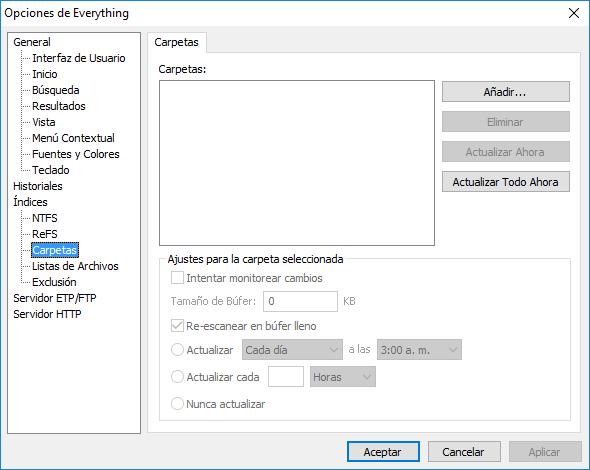 Everything Opciones Carpetas